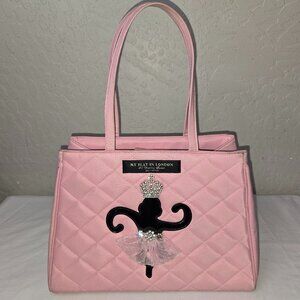 My Flat in London Brighton Ballerina Monkey Rhinestone Crown Pink Quilted Bag